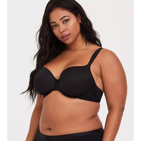 Torrid Full Coverage Bra 42D Black Curve Underwire Lightly Lined U-Back 3 Hook - Picture 3 of 7